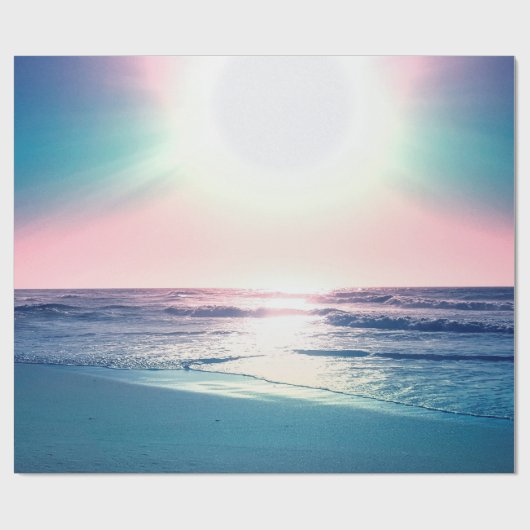 Summer Zee Sunset Tropical Beach Foto Cadeaupapier (Vlak)