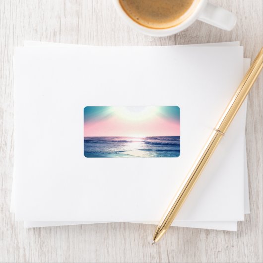 Summer Zee Sunset Tropical Beach Foto Etiket (Insitu)