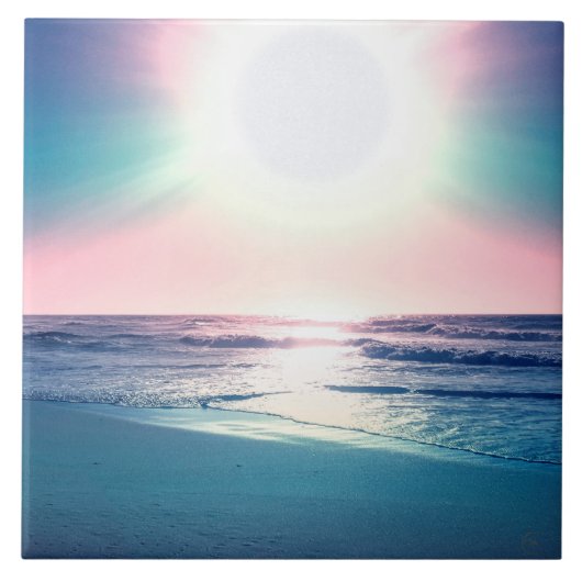 Summer Zee Sunset Tropical Beach Foto Tegeltje (Voorkant)