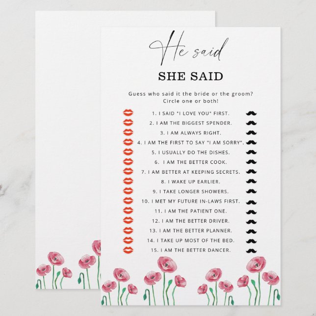 Summer zei dat ze vrijgezellenfeest game zei (Voorkant / Achterkant)