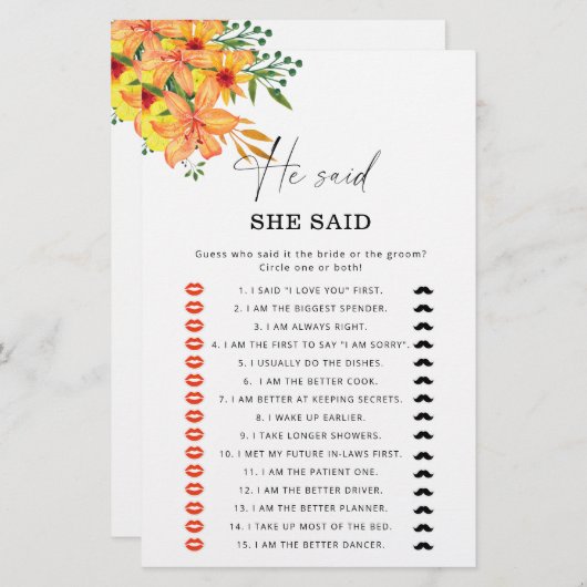 Summer zei dat ze vrijgezellenfeest game zei (Voorkant / Achterkant)