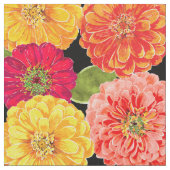 Summer Zinnias Floral Pink Yellow Pattern Stof (Close Up)