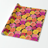 Summer Zinnias Pink Yellow Floral Cadeaupapier (Uitgerold)