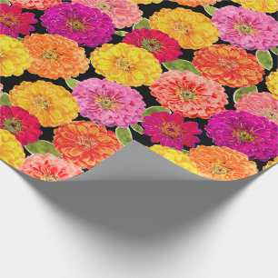 Summer Zinnias Pink Yellow Floral Cadeaupapier