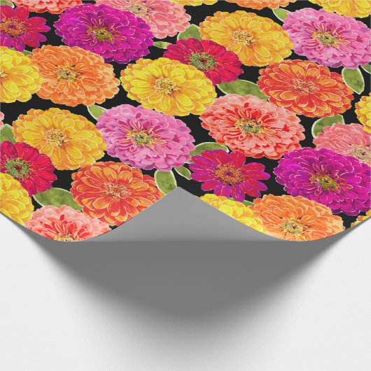 Summer Zinnias Pink Yellow Floral Cadeaupapier (Hoek)
