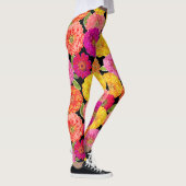 Summer Zinnias Pink Yellow Floral Pattern Leggings (Rechts)