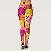 Summer Zinnias Pink Yellow Floral Pattern Leggings (Achterkant)