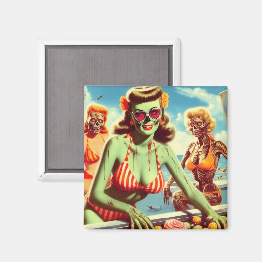 Summer Zombie Pin-up Magneet (Voorkant / Achterkant)