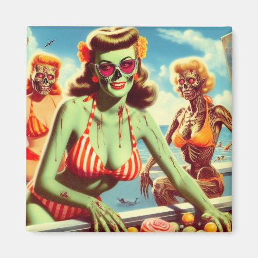 Summer Zombie Pin-up Magneet (Voorkant)