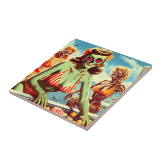 Summer Zombie Pin-up Tegeltje (Zijkant)