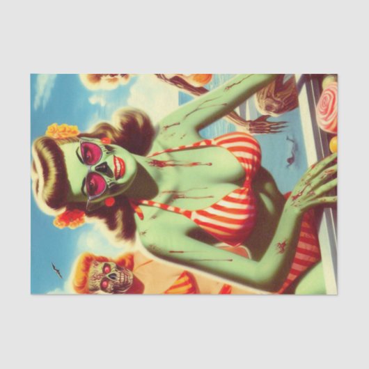 Summer Zombie Pin-up Tissuepapier (Voorkant)