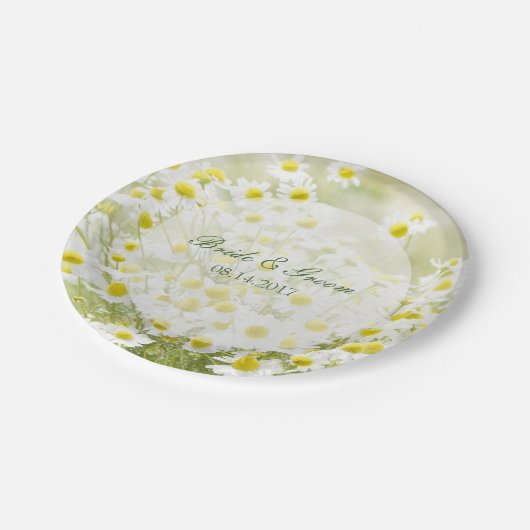Summerfield Daisies Chamomile Flower Floral Weddin Papieren Bordje (Gekanteld)