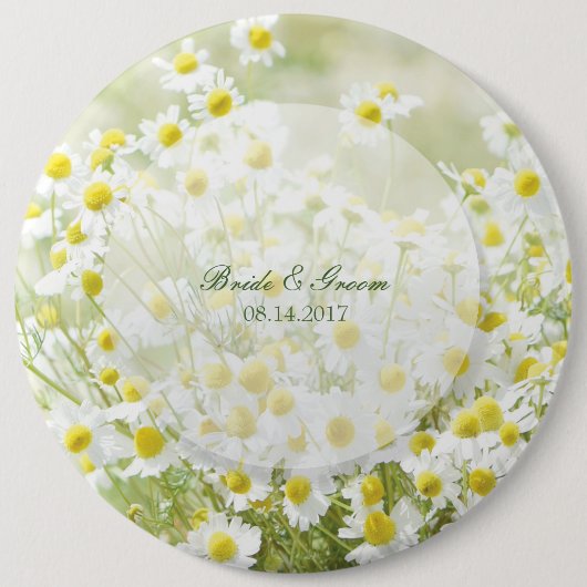 Summerfield Daisies Chamomile Flower Floral Weddin Ronde Button 6,0 Cm (Voorkant)