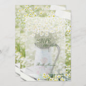 Summerfield Daisies Chamomile Flower SAVE the Date (Voorkant / Achterkant)