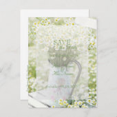 Summerfield Daisies Chamomile Flower SAVE the Date Aankondigingskaart (Voorkant / Achterkant)