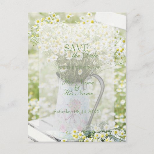 Summerfield Daisies Chamomile Flower SAVE the Date Aankondigingskaart (Voorkant)