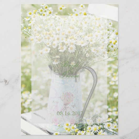 Summerfield Daisies Chamomile Flower Wedding Menu (Achterkant)