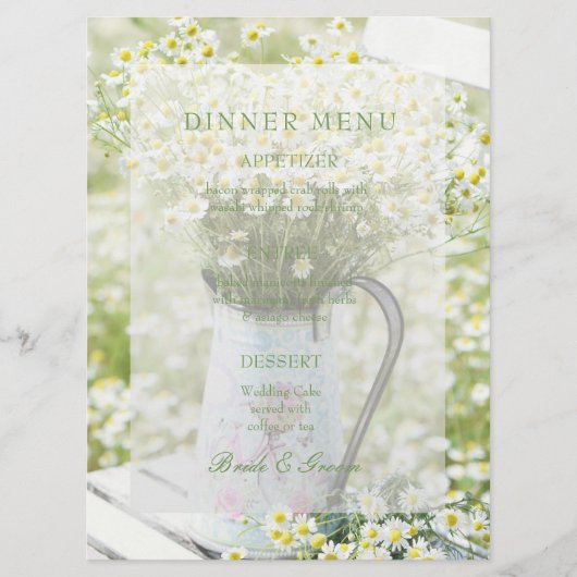Summerfield Daisies Chamomile Flower Wedding Menu (Voorkant)