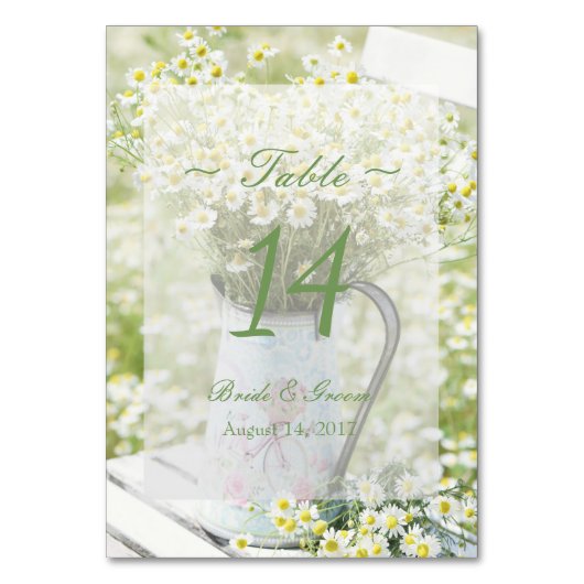Summerfield Daisies Chamomile Wedding Table Number Kaart (Voorkant)
