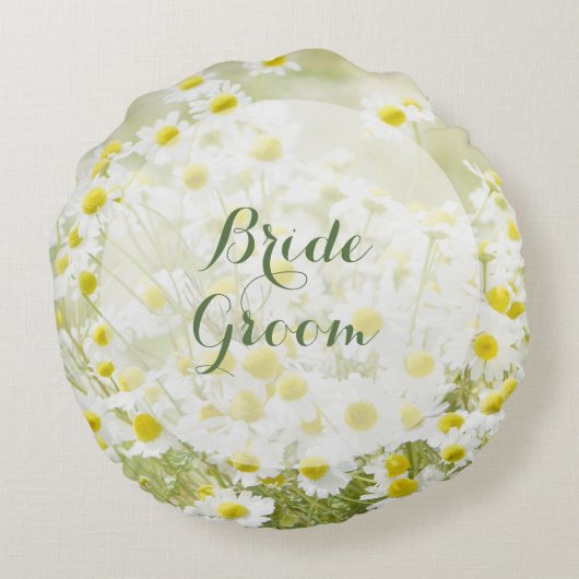 Summerfield Daisies Flower Daisy Wedding Forever Rond Kussen (Achterkant)