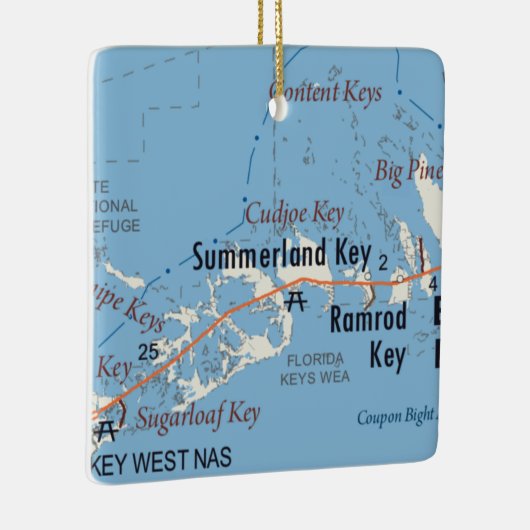 Summerland Key Florida Map Keramisch Ornament (Rechts)
