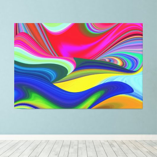 Summerrainboeg, Abstracte 3D Rainbowart Canvas Afdruk (Insitu (Houten vloer))