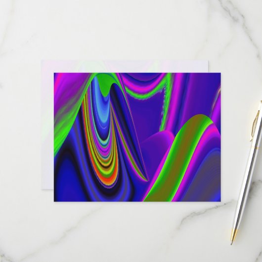 Summerrainboeg, Abstracte 3D Rainbowart RSVP Kaartje (Voorkant / Achterkant in situ)