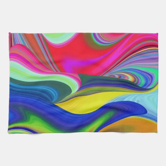 Summerrainboeg, Abstracte 3D Rainbowart Theedoek (Horizontaal)