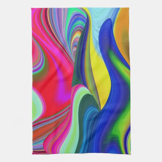 Summerrainboeg, Abstracte 3D Rainbowart Theedoek (Verticaal)