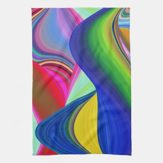 Summerrainboeg, Abstracte 3D Rainbowart Theedoek (Verticaal)