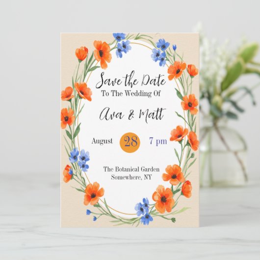 Summer's Embrace Wildflower Bewaar de datum Kaart (Staand voorkant)