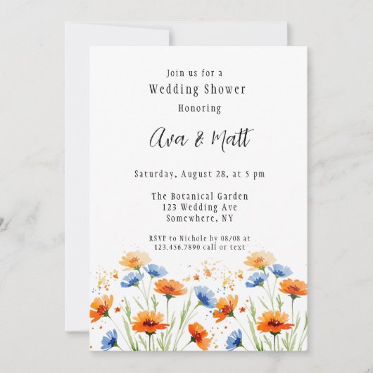 Summer's Embrace Wildflower Trouwdouche Kaart (Voorkant)