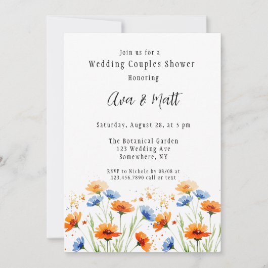 Summer's Embrace Wildflower Trouwkoppels Douche Kaart (Voorkant)