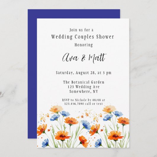 Summer's Embrace Wildflower Trouwkoppels Douche Kaart (Voorkant / Achterkant)