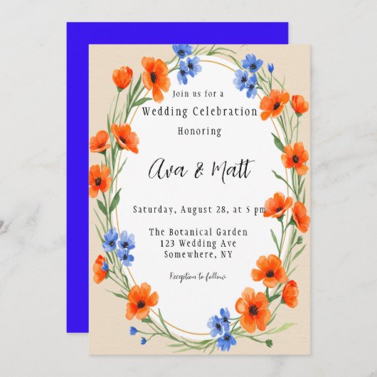 Summer's Embrace Wildflower Wedding Kaart (Voorkant / Achterkant)