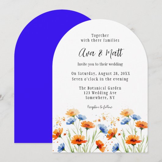 Summer's Embrace Wildflower Wedding Kaart (Voorkant / Achterkant)