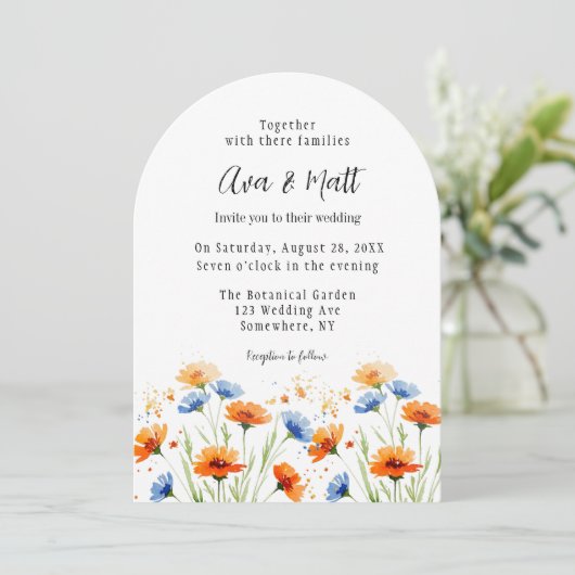 Summer's Embrace Wildflower Wedding Kaart (Staand voorkant)
