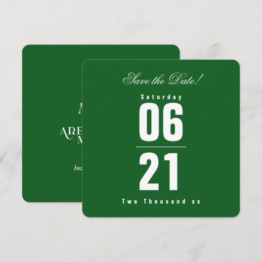 Summers Green Effen Kleur Bruiloft|Save the Date (Voorkant / Achterkant)