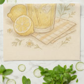 Summer's Sweetest Sip Pastel Lemonade Illustratie Theedoek (Gevouwen)