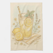Summer's Sweetest Sip Pastel Lemonade Illustratie Theedoek (Verticaal)