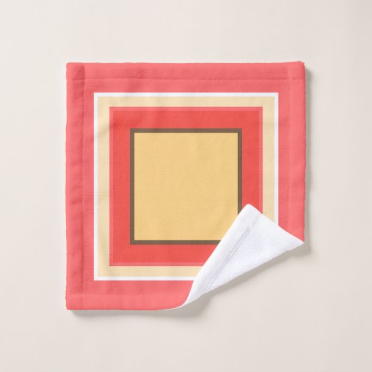 Summert Peach Geel Bruin Fruit Blok Patroon Bad Handdoek (Wasdoekje)