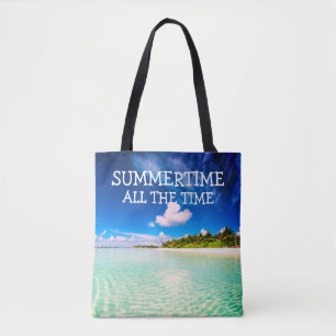 Summertime Al tijdCitaat met Witte Tekst Tote Bag