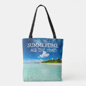Summertime Al tijdCitaat met Witte Tekst Tote Bag (Achterkant)
