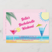 Summertime Beach Weekend Bachelorette uitnodiging (Voorkant / Achterkant)