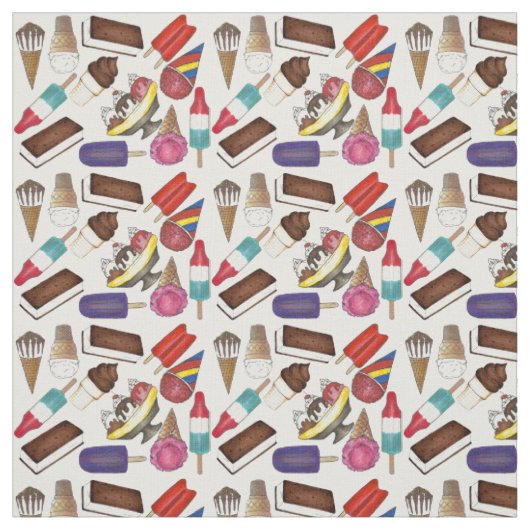 Summertime behandelt ijscrème en popsicle fabric stof (Swatch)