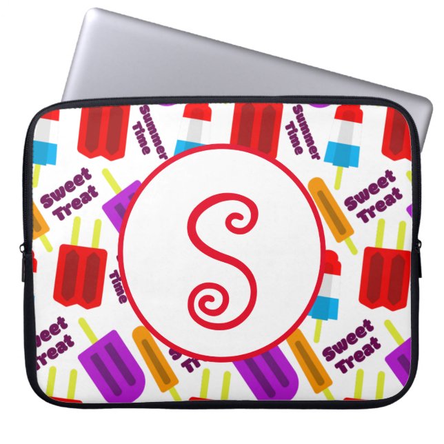 Summertime Bevroren juisebangmonogram Laptop Sleeve (Voorkant)