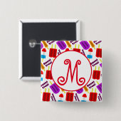 Summertime Bevroren juisebangmonogram Vierkante Button 5,1 Cm (Voorkant /achterkant)