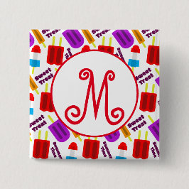 Summertime Bevroren juisebangmonogram Vierkante Button 5,1 Cm