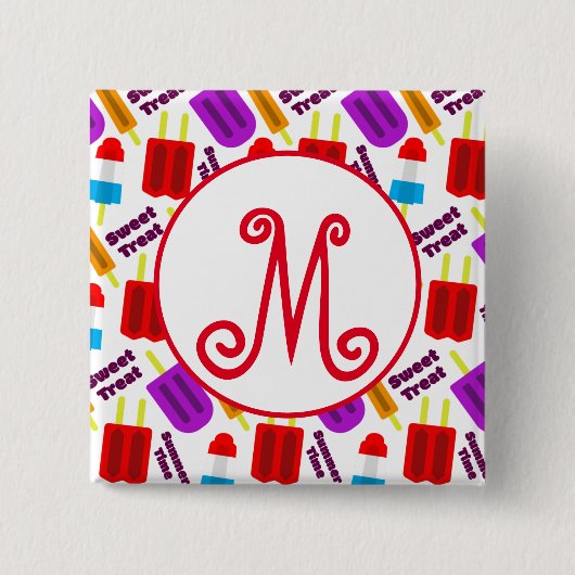 Summertime Bevroren juisebangmonogram Vierkante Button 5,1 Cm (Voorkant)