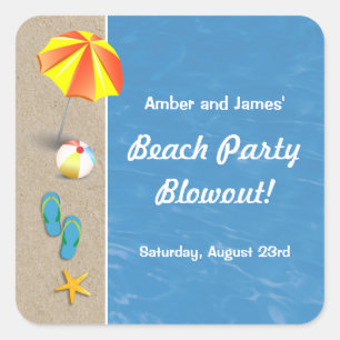 Summertime bij de Teller van de Beach Party Vierkante Sticker
